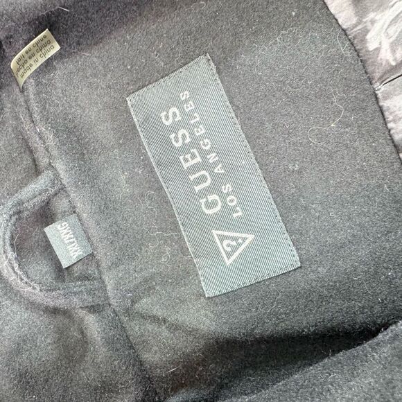 Guess Coat Womens XXL 2X Black Gray Hooded Wool Blend Overcoat A Line Classic - Picture 7 of 10